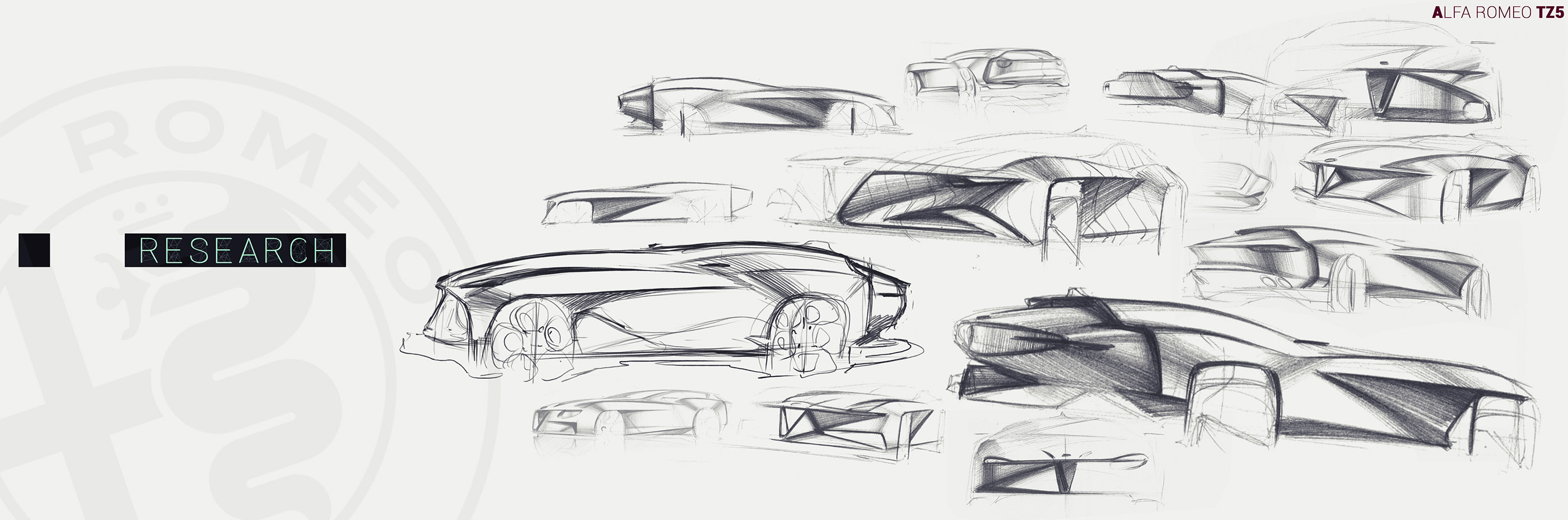 Hand drawn，Automobile design，Alfa Romeo TZ5，