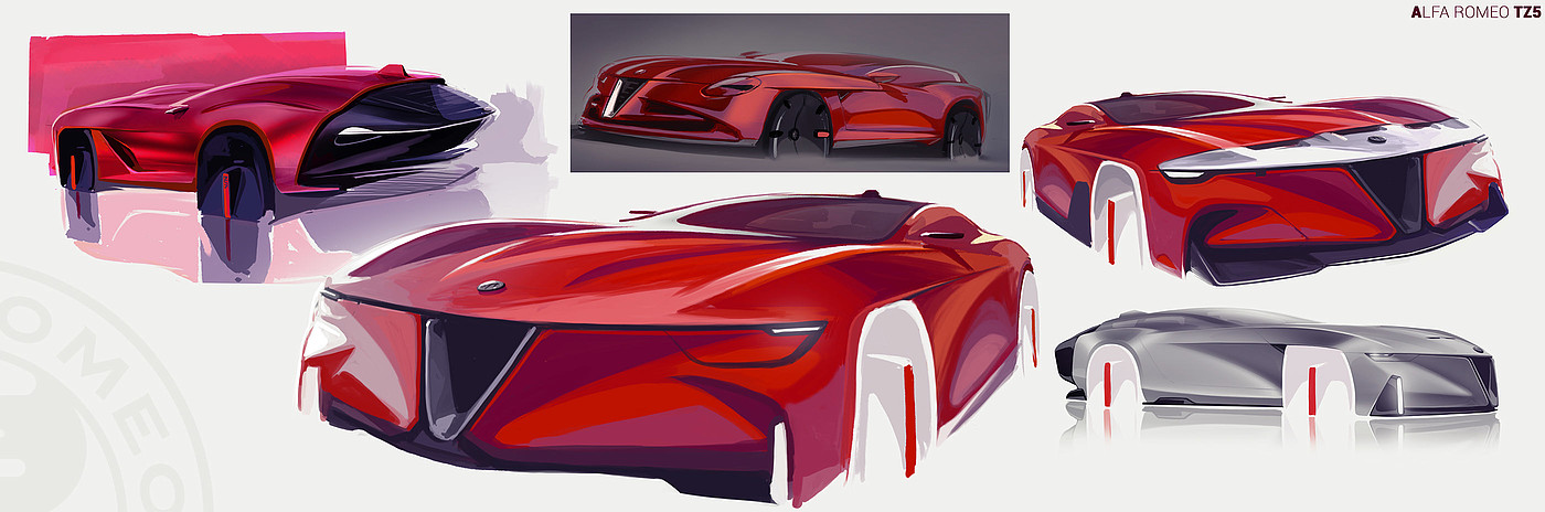 手绘，汽车设计，Alfa Romeo TZ5，
