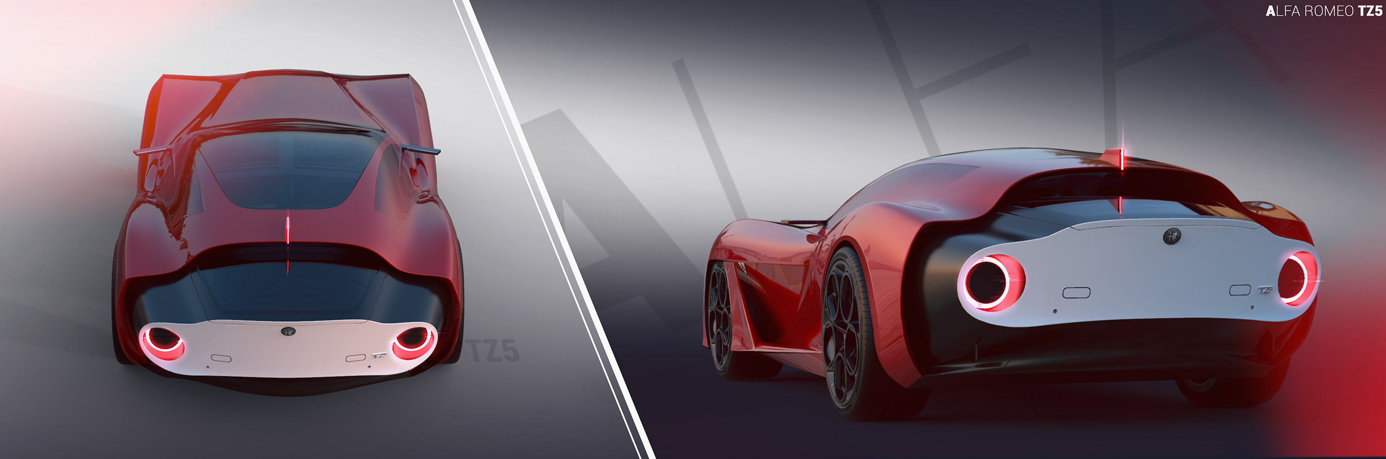 Hand drawn，Automobile design，Alfa Romeo TZ5，