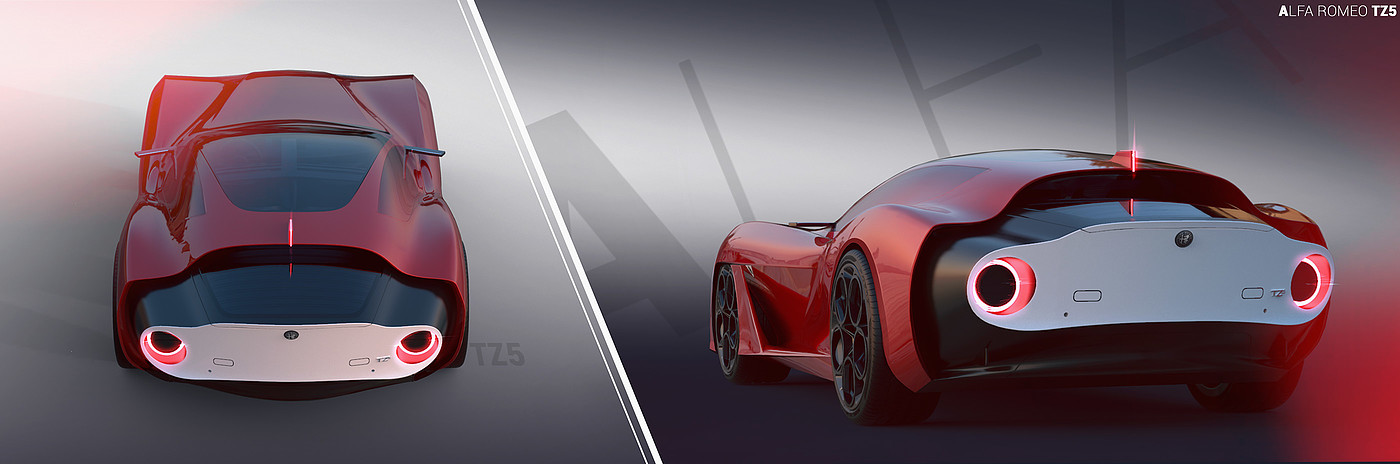 Hand drawn，Automobile design，Alfa Romeo TZ5，