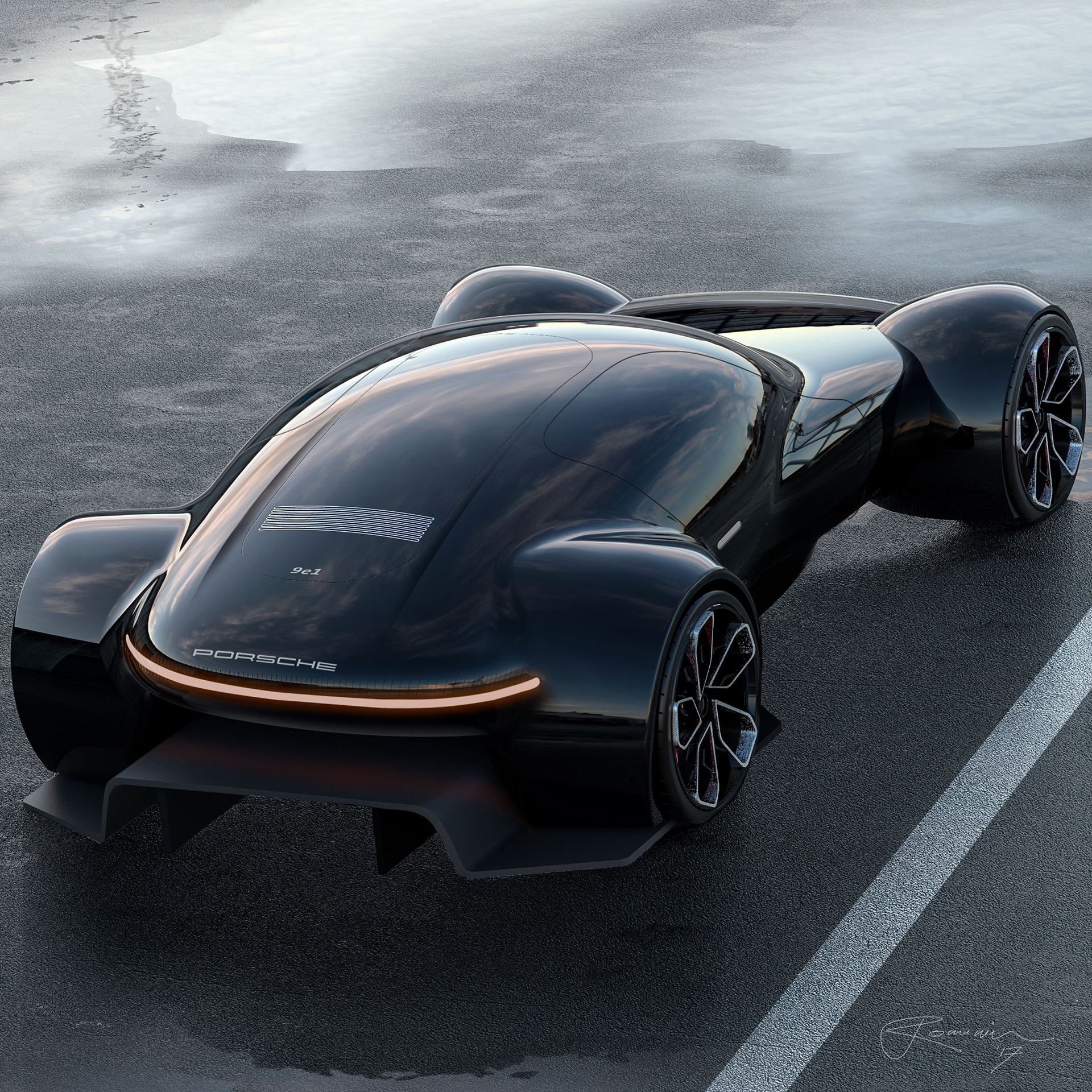 【概念设计】porsche 9e1 未来主义的电动超级概念跑车