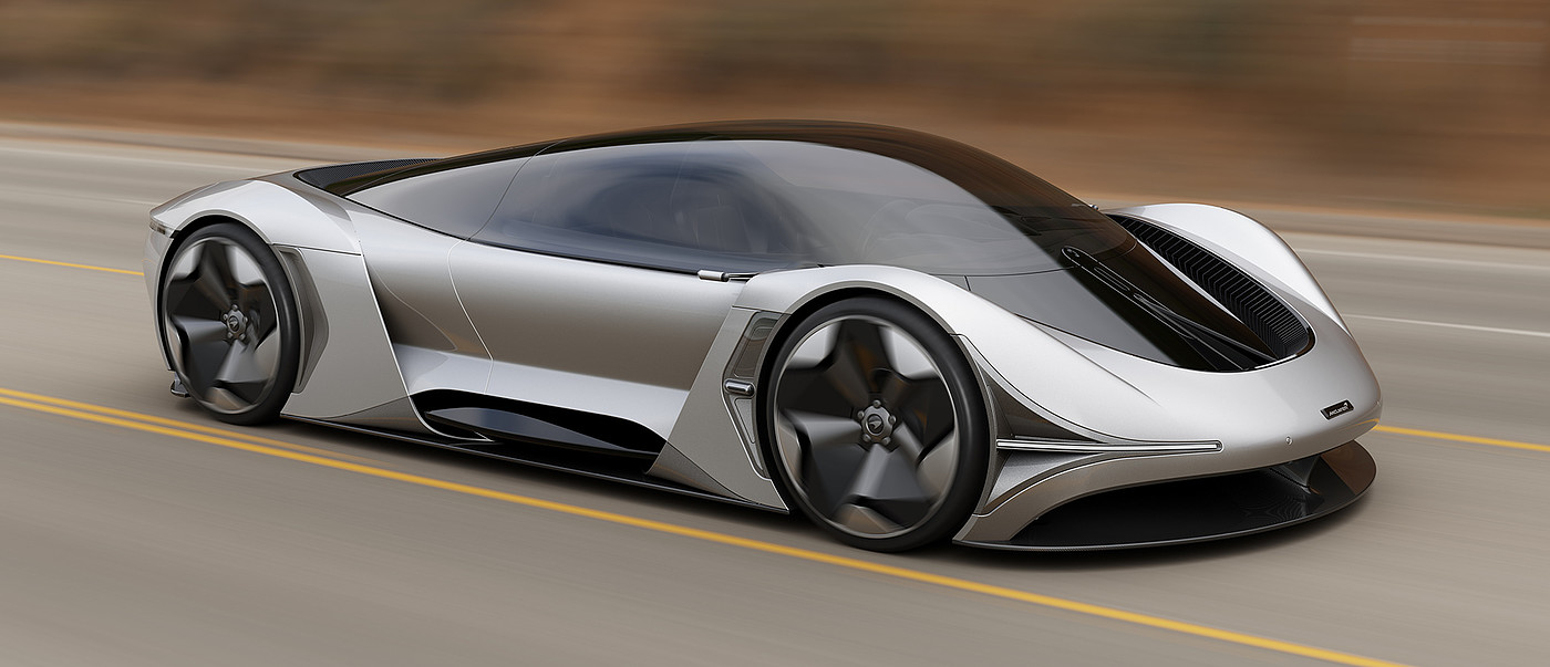 automobile，Sports car，McLaren，industrial design，Automatic design，silver，