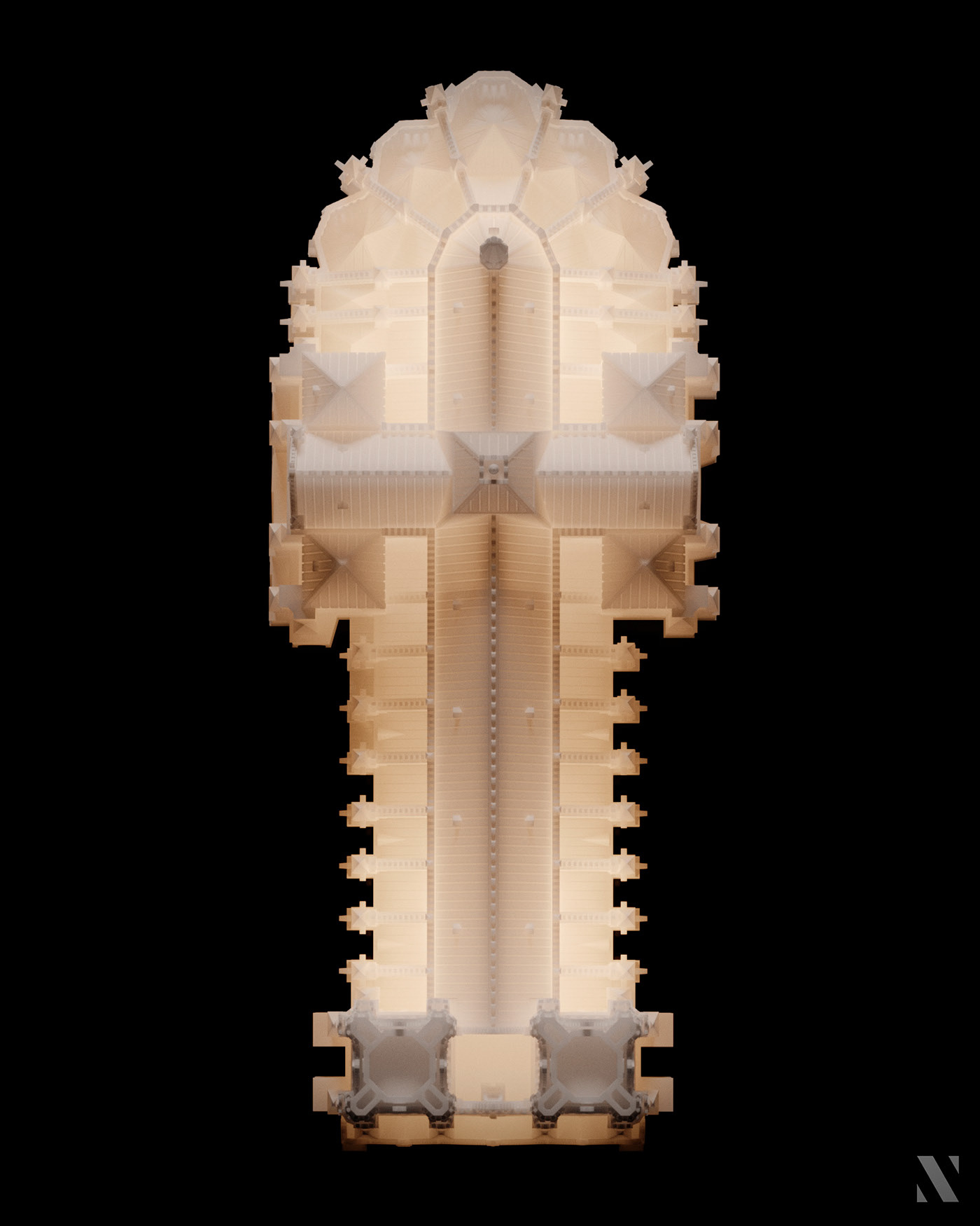 Mini Notre Dame，3D rendering，Architectural model，