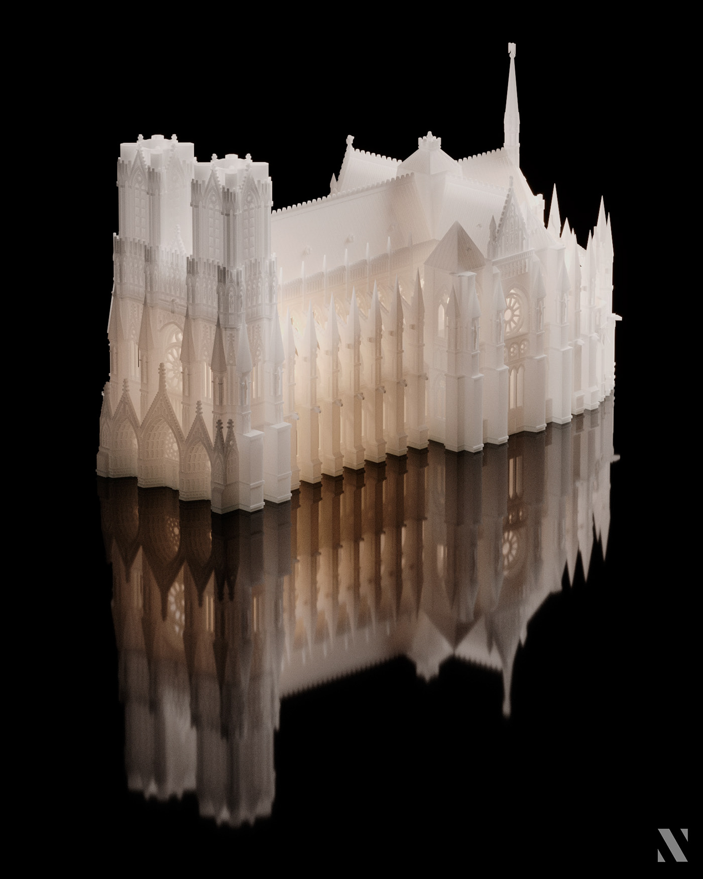 Mini Notre Dame，3D rendering，Architectural model，