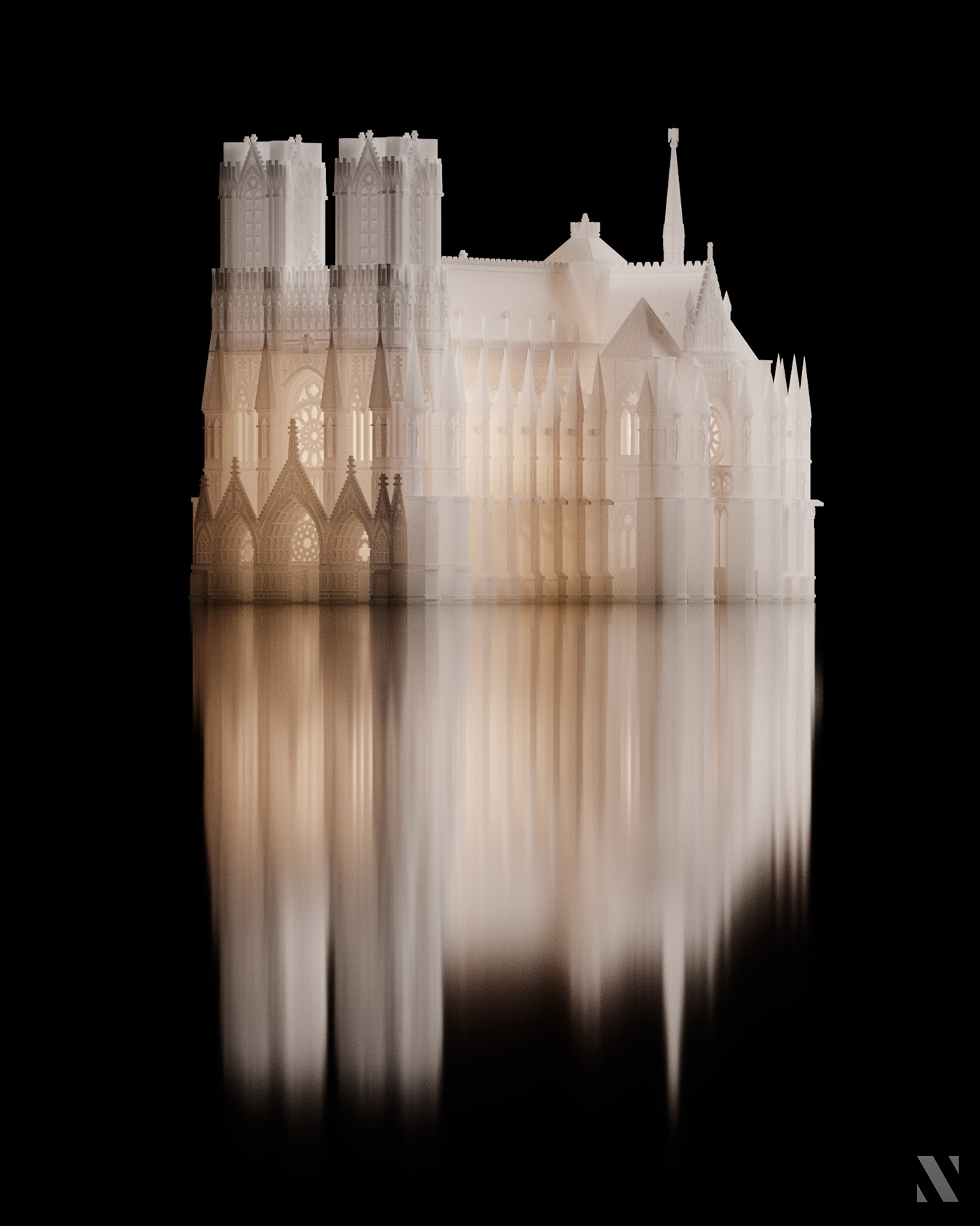 Mini Notre Dame，3D rendering，Architectural model，