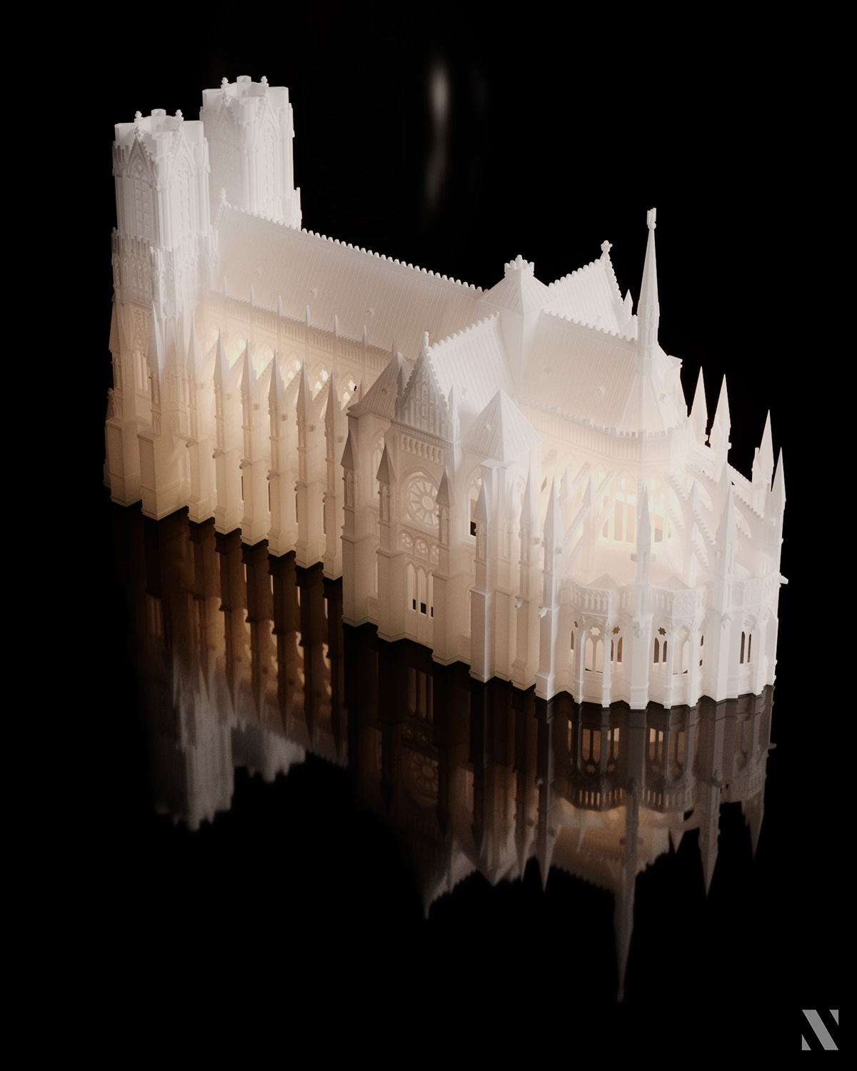 Mini Notre Dame，3D rendering，Architectural model，