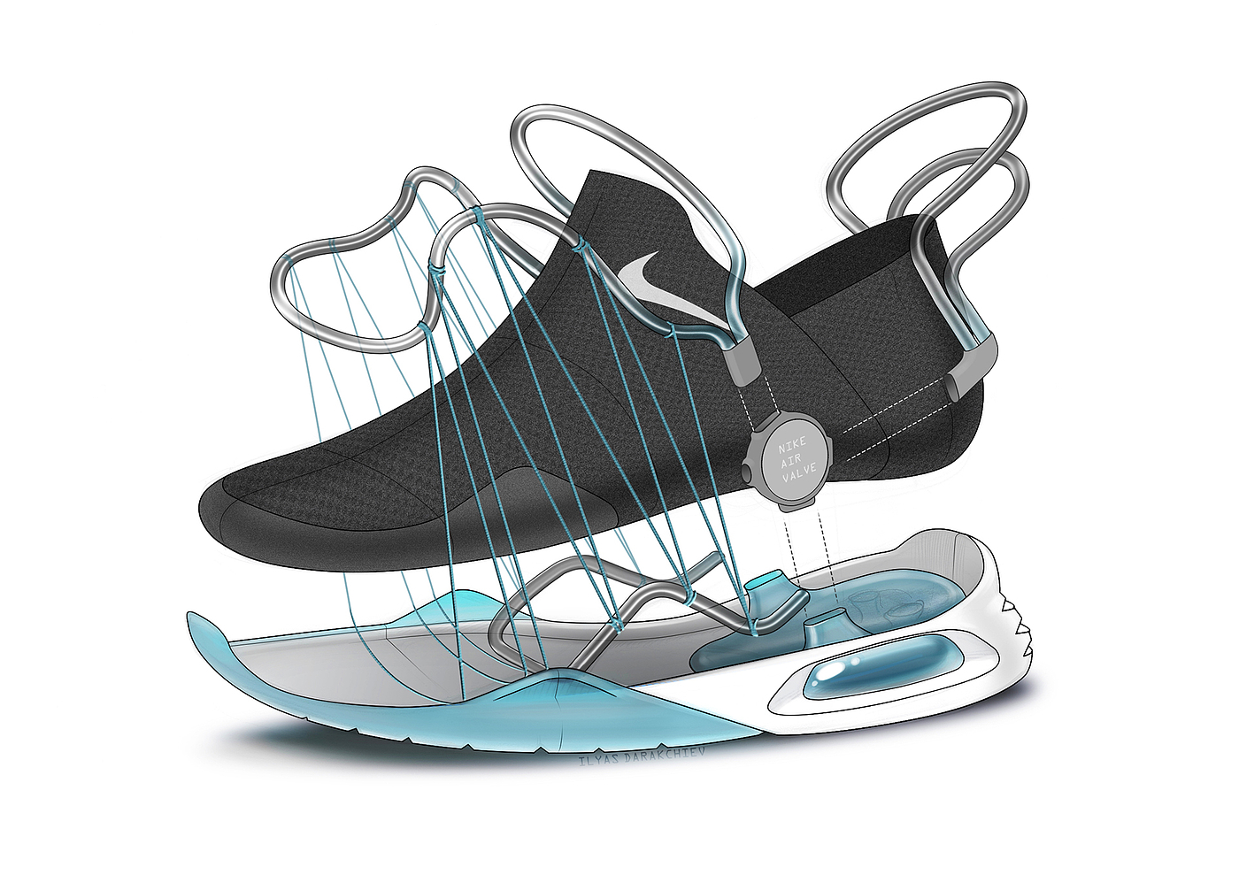 black，sneakers，NIKE AirLacing，