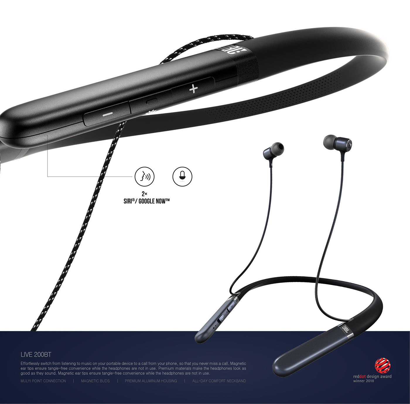 Red dot award，JBL Live 250BT，Bluetooth headset，
