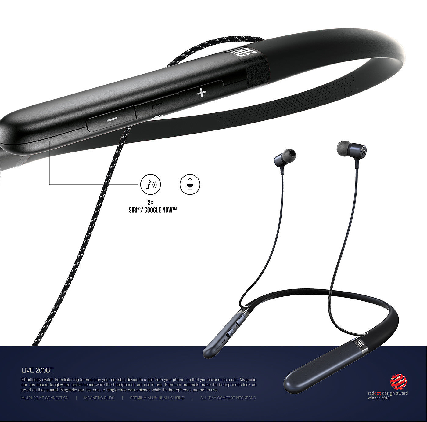 Red dot award，JBL Live 250BT，Bluetooth headset，
