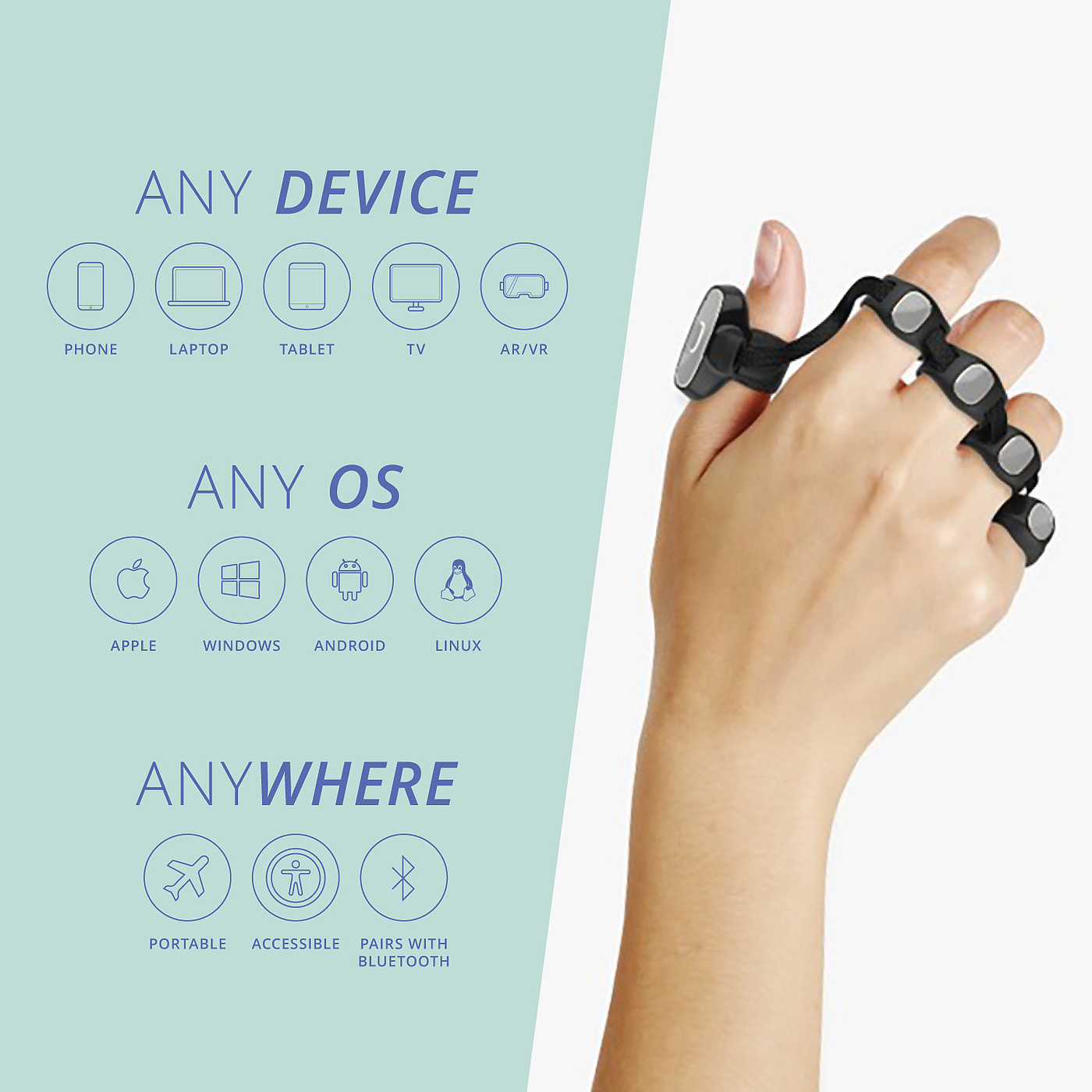 2019 red dot product design award，Honourable mention，Tap，keyboard，Mouse，