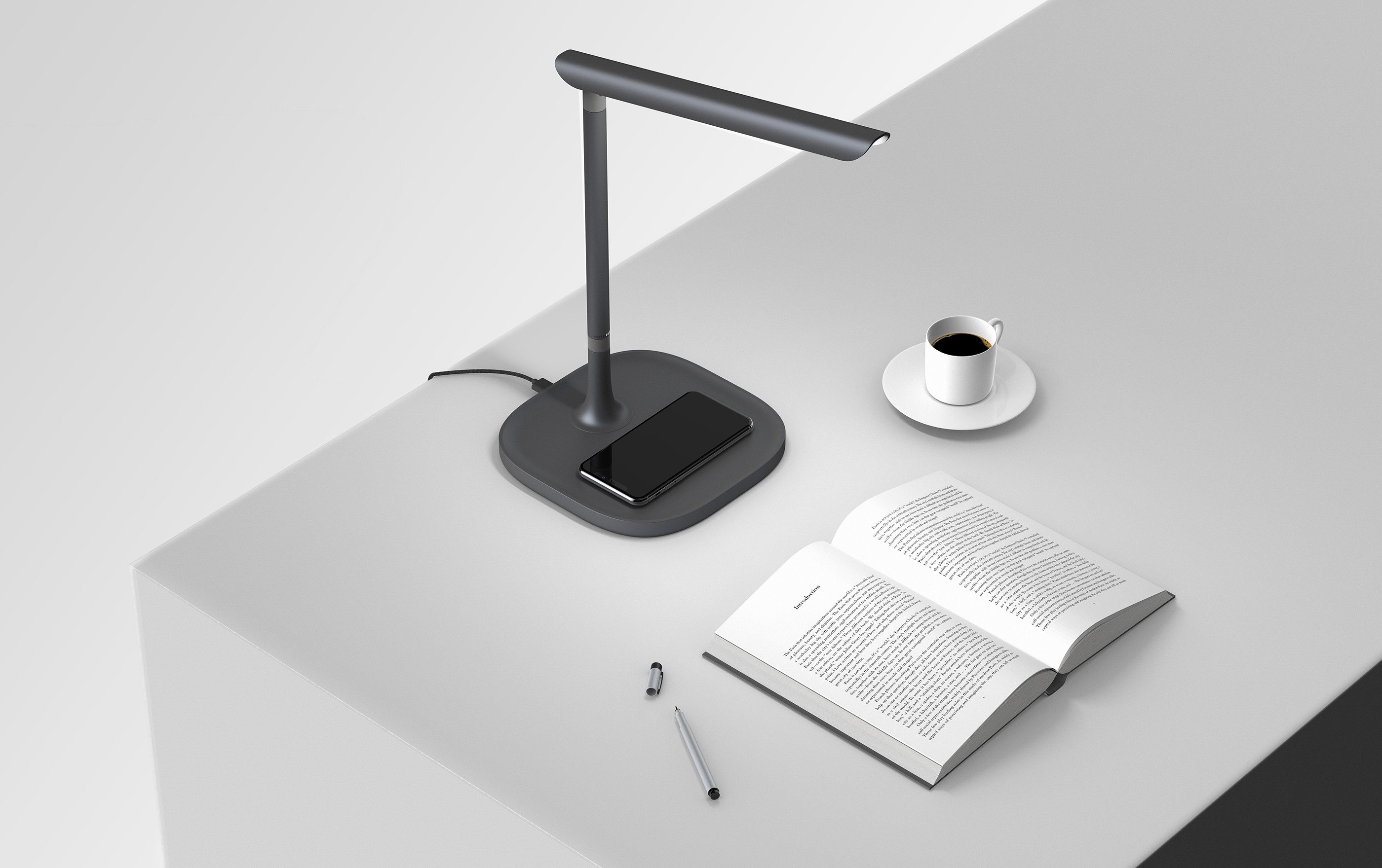 black，Wireless charging desk lamp，Hone，