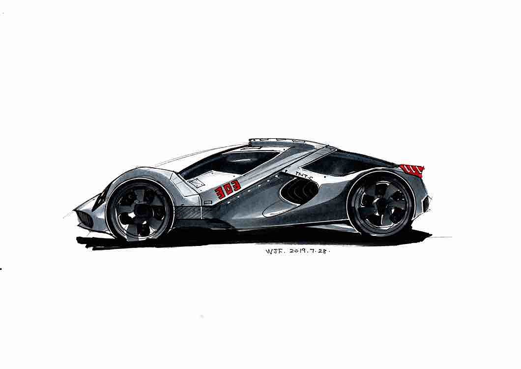 industrial design，marker pen，conceptual design，Hand drawn car，