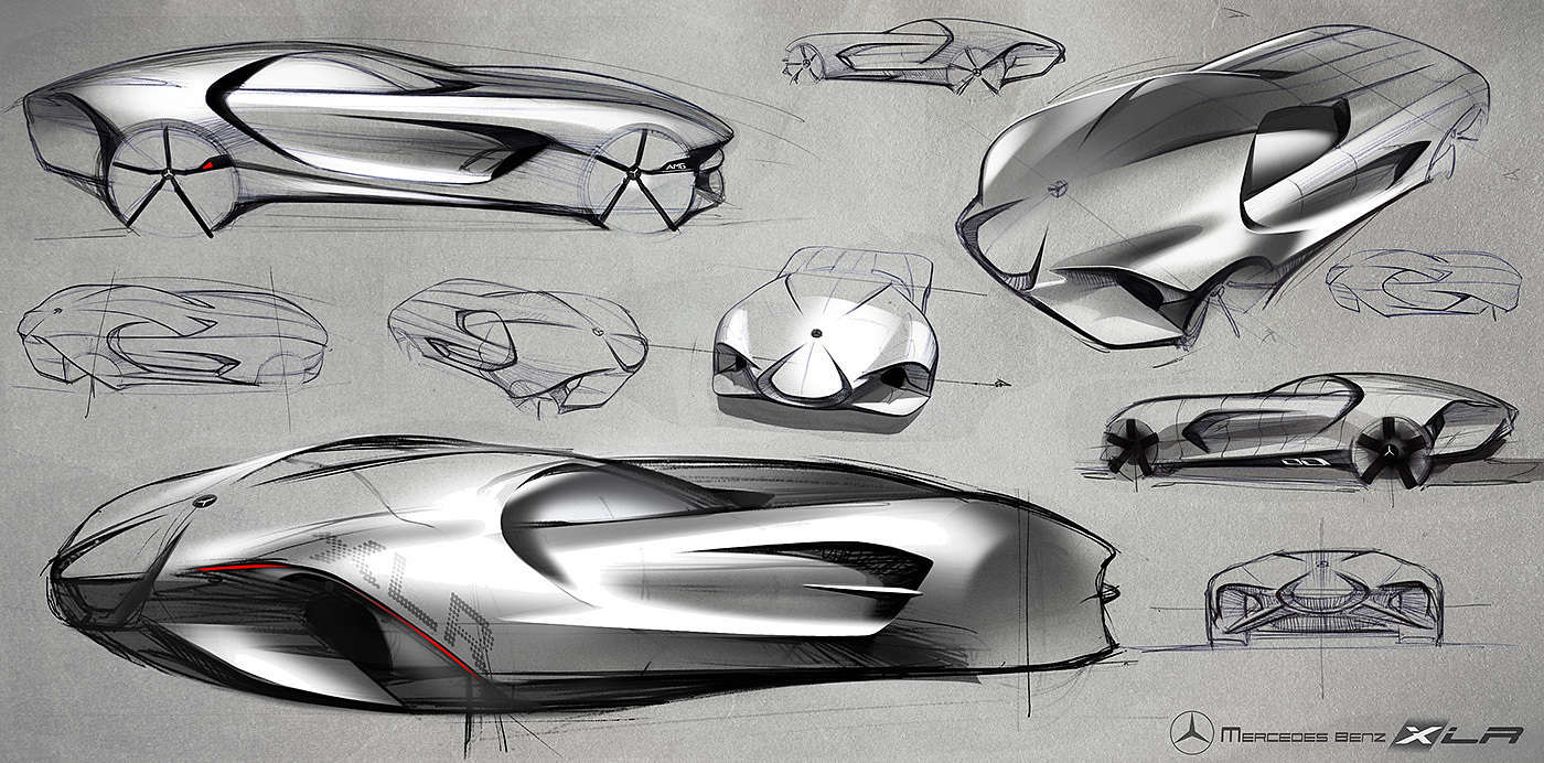 Automatic design，Hand drawn，Render，scene，Concept sports car，