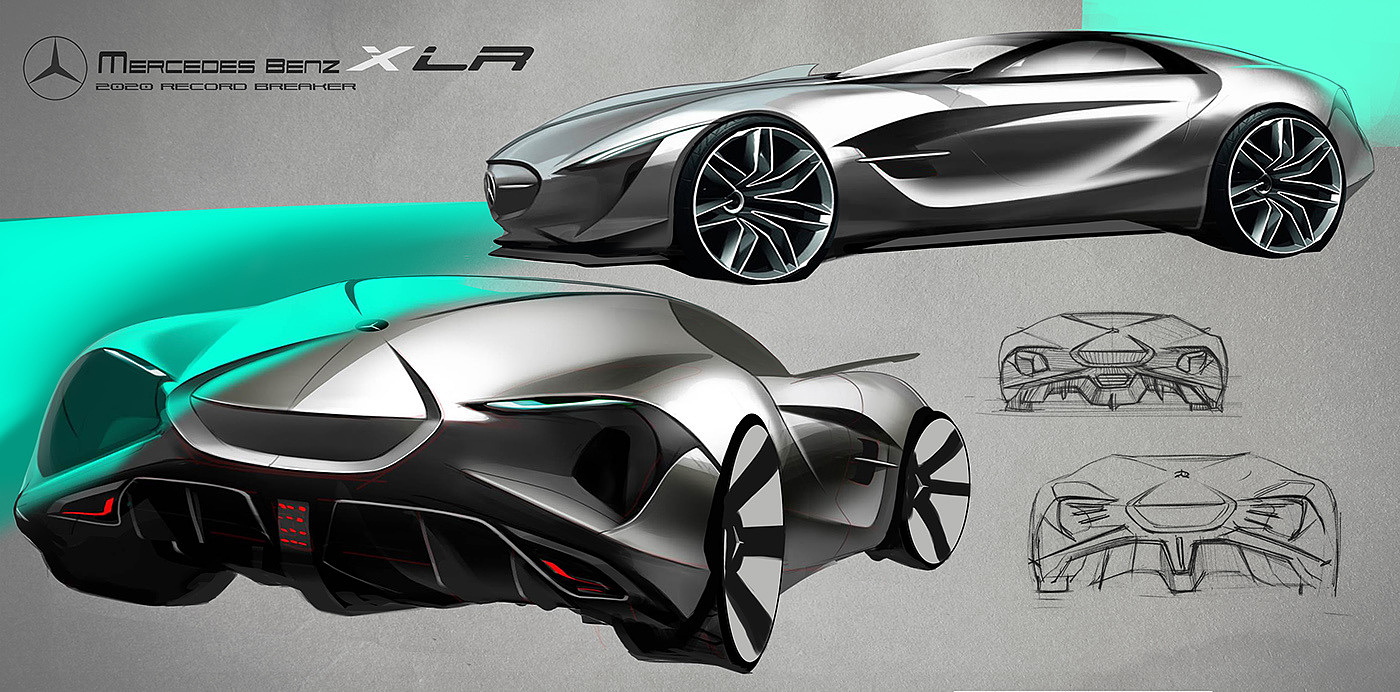 Automatic design，Hand drawn，Render，scene，Concept sports car，