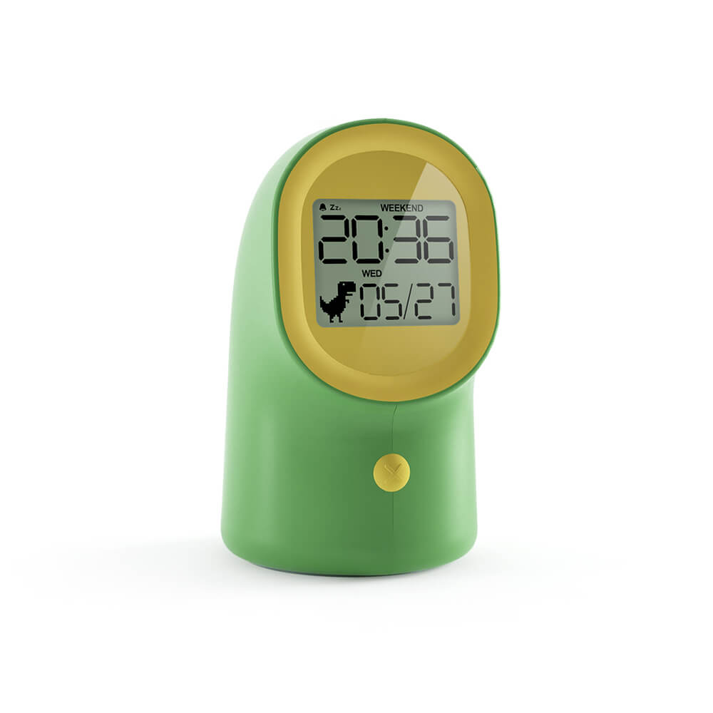Dinosaur Alarm Clock，2019 red dot product design award，Honourable mention，dinosaur，green，time，alarm clock，