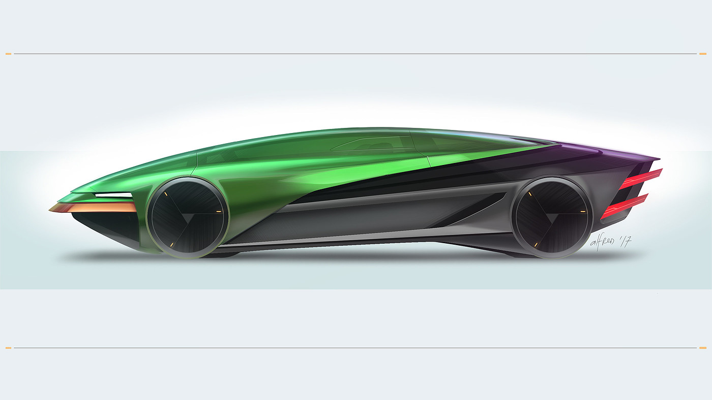 green，Hand drawn car，Sephiel，