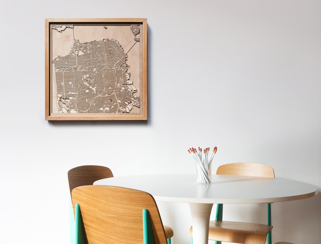 Wall art，Urban forest map，Hanging picture，Map，Laser engraving，
