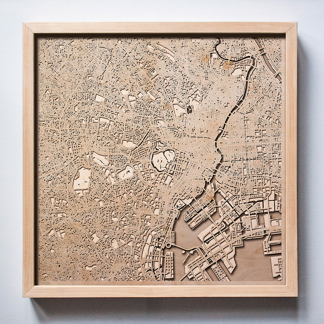 Wall art，Urban forest map，Hanging picture，Map，Laser engraving，