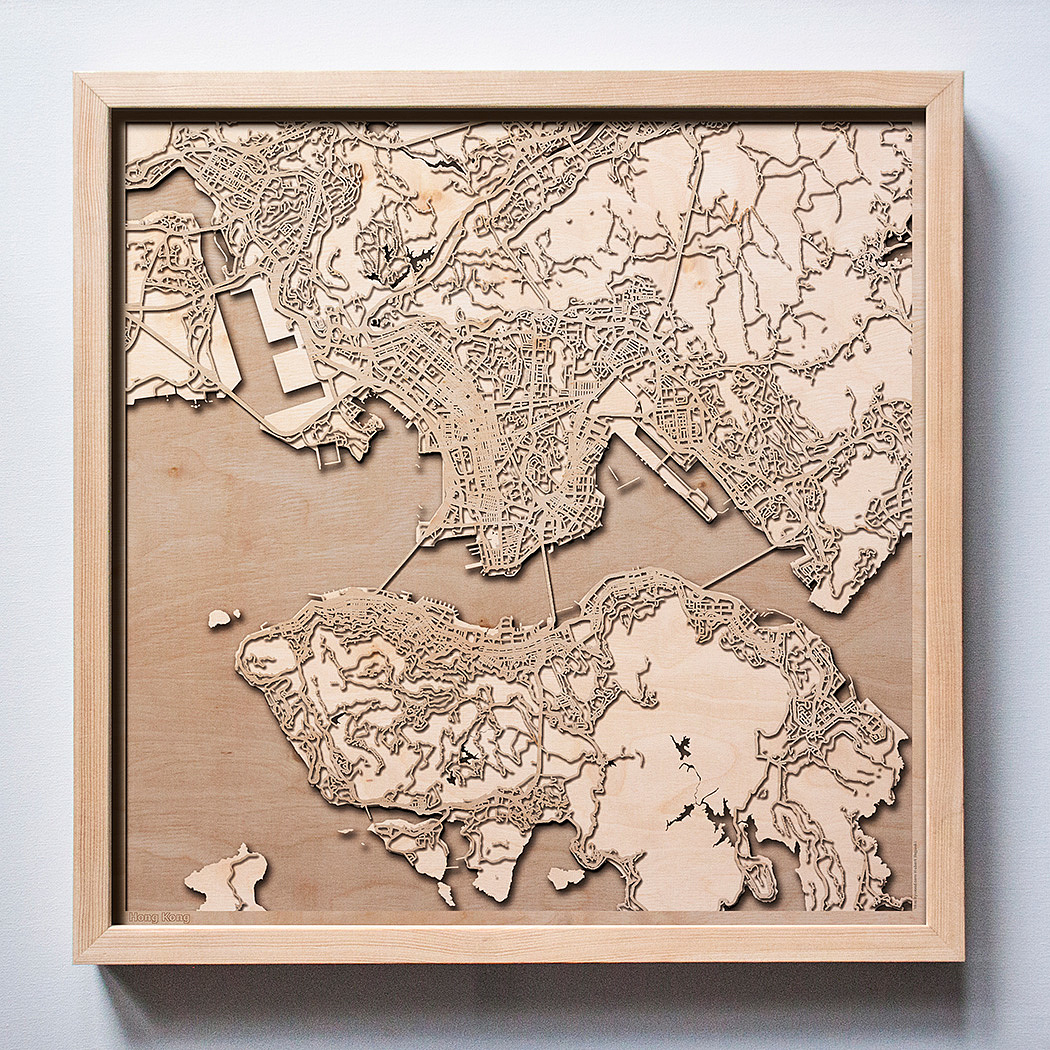 Wall art，Urban forest map，Hanging picture，Map，Laser engraving，