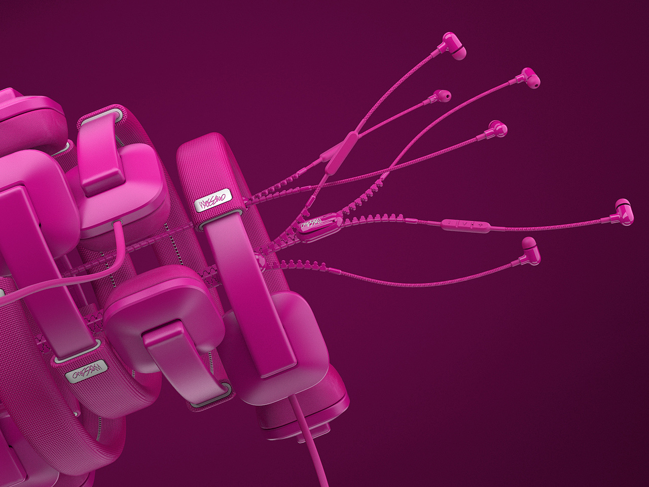 speaker，Earplugs，Vray rendering，audio frequency，Fashion brand，headset，