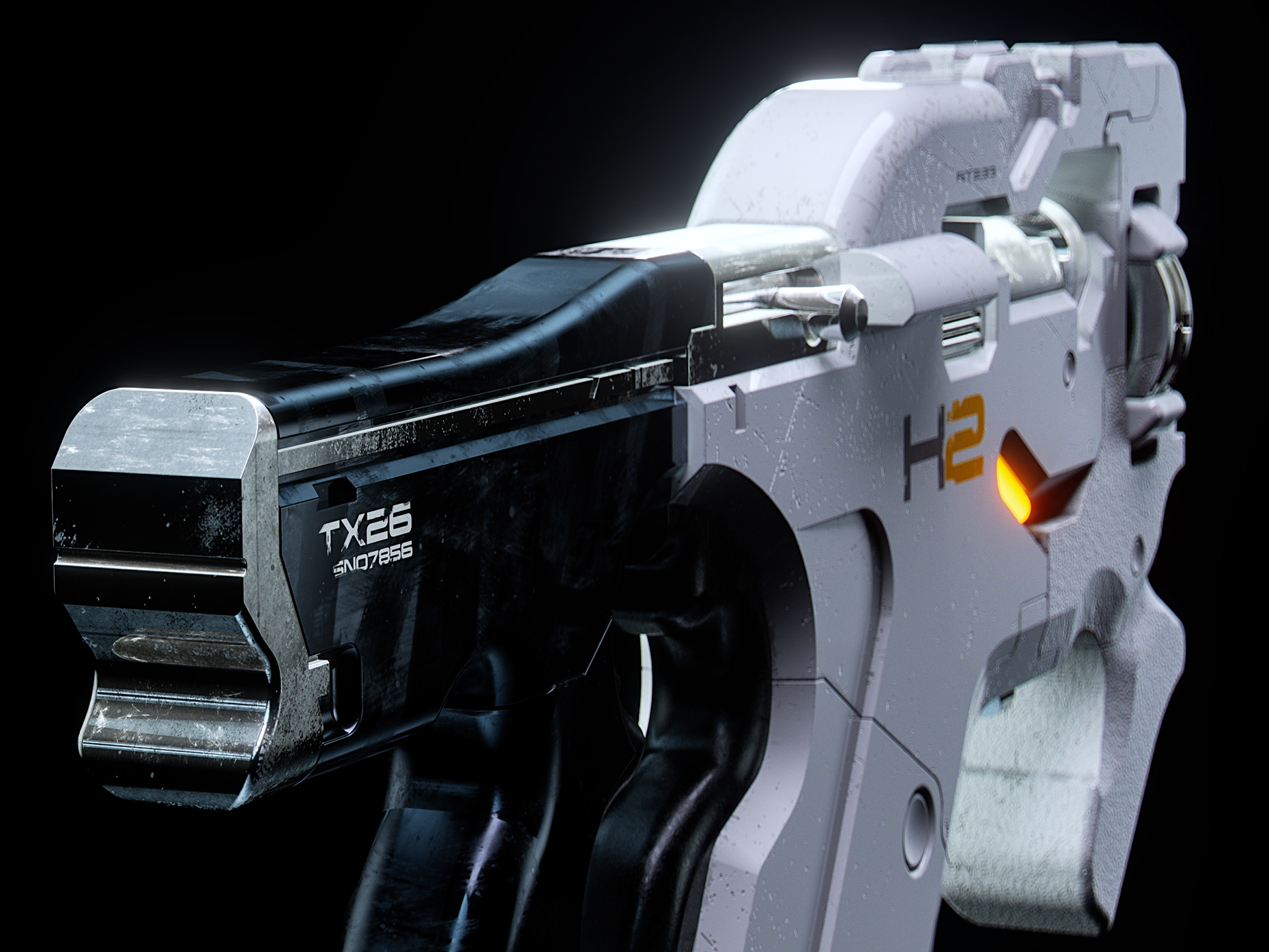 3D rendering，Weapon design，Mass Effect M-25，