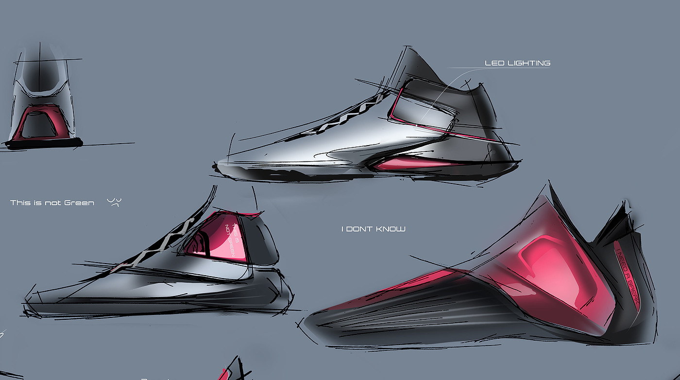conceptual design，sneakers，Hand drawn，
