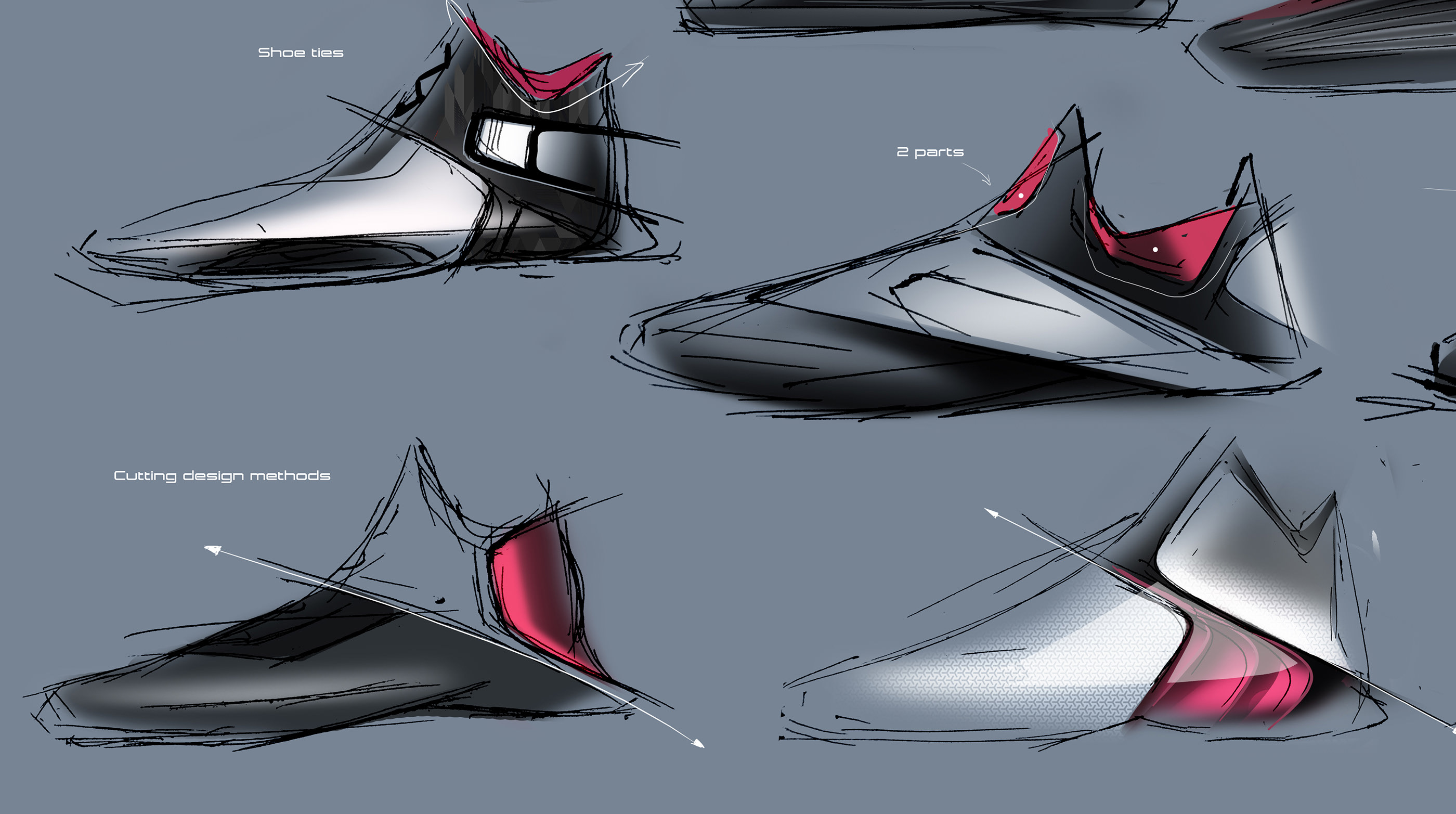 conceptual design，sneakers，Hand drawn，