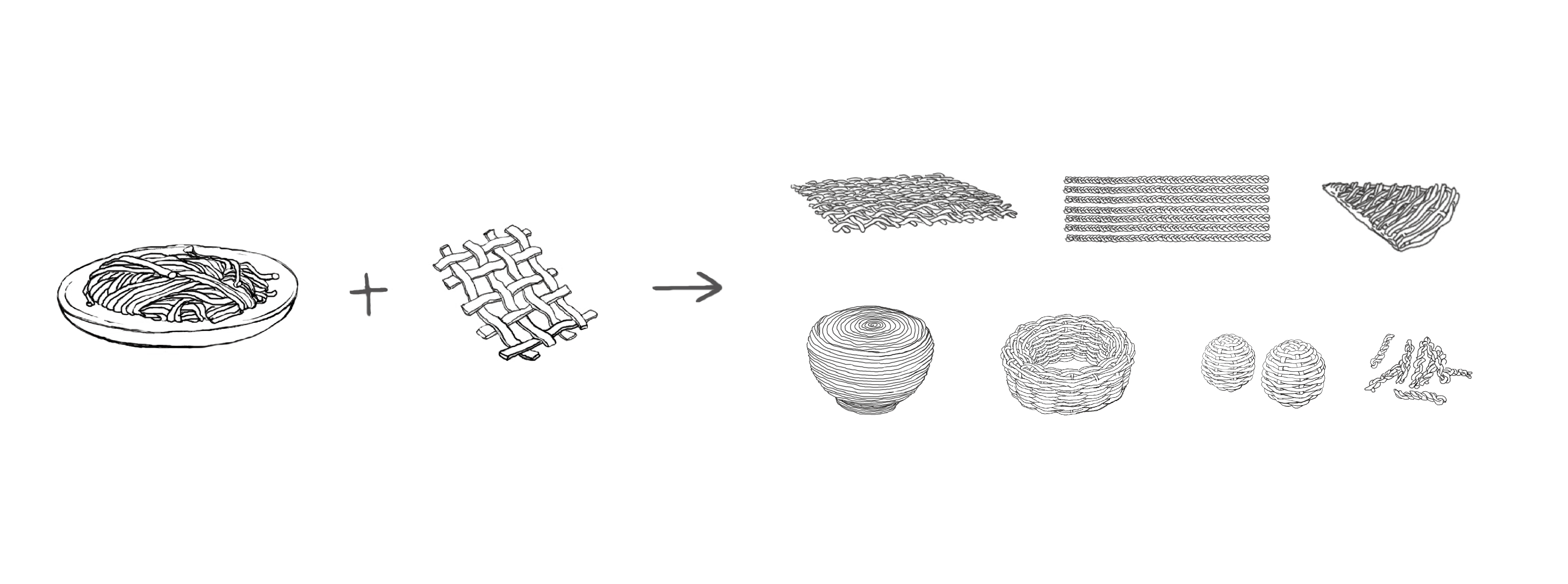 Noodles, weaving, food design，