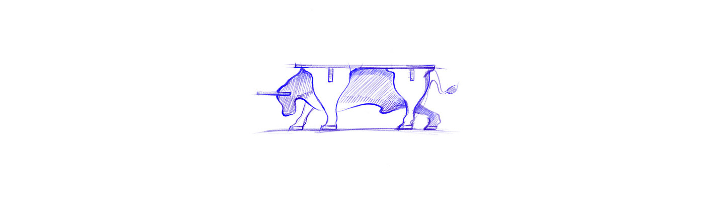 furniture design ，Interior design，industrial design，bull，birch，black，Indoor table，OX table，