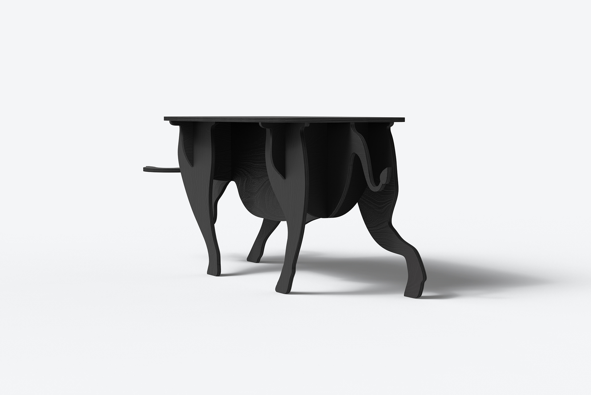 furniture design ，Interior design，industrial design，bull，birch，black，Indoor table，OX table，