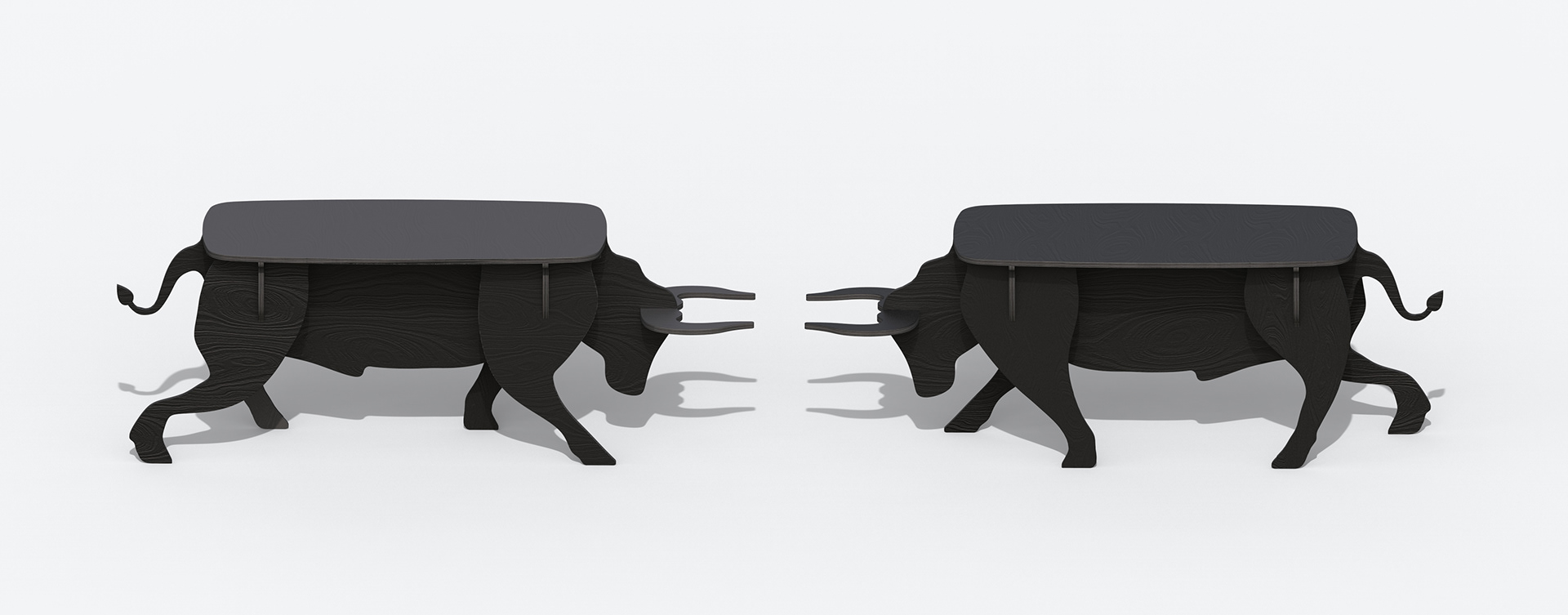 furniture design ，Interior design，industrial design，bull，birch，black，Indoor table，OX table，