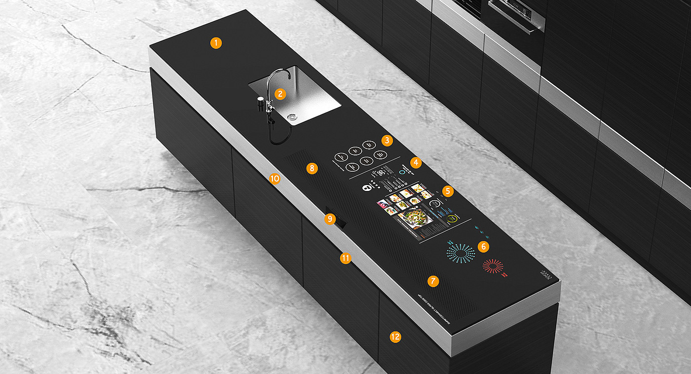 FUSICS，Intelligent kitchen design，black，