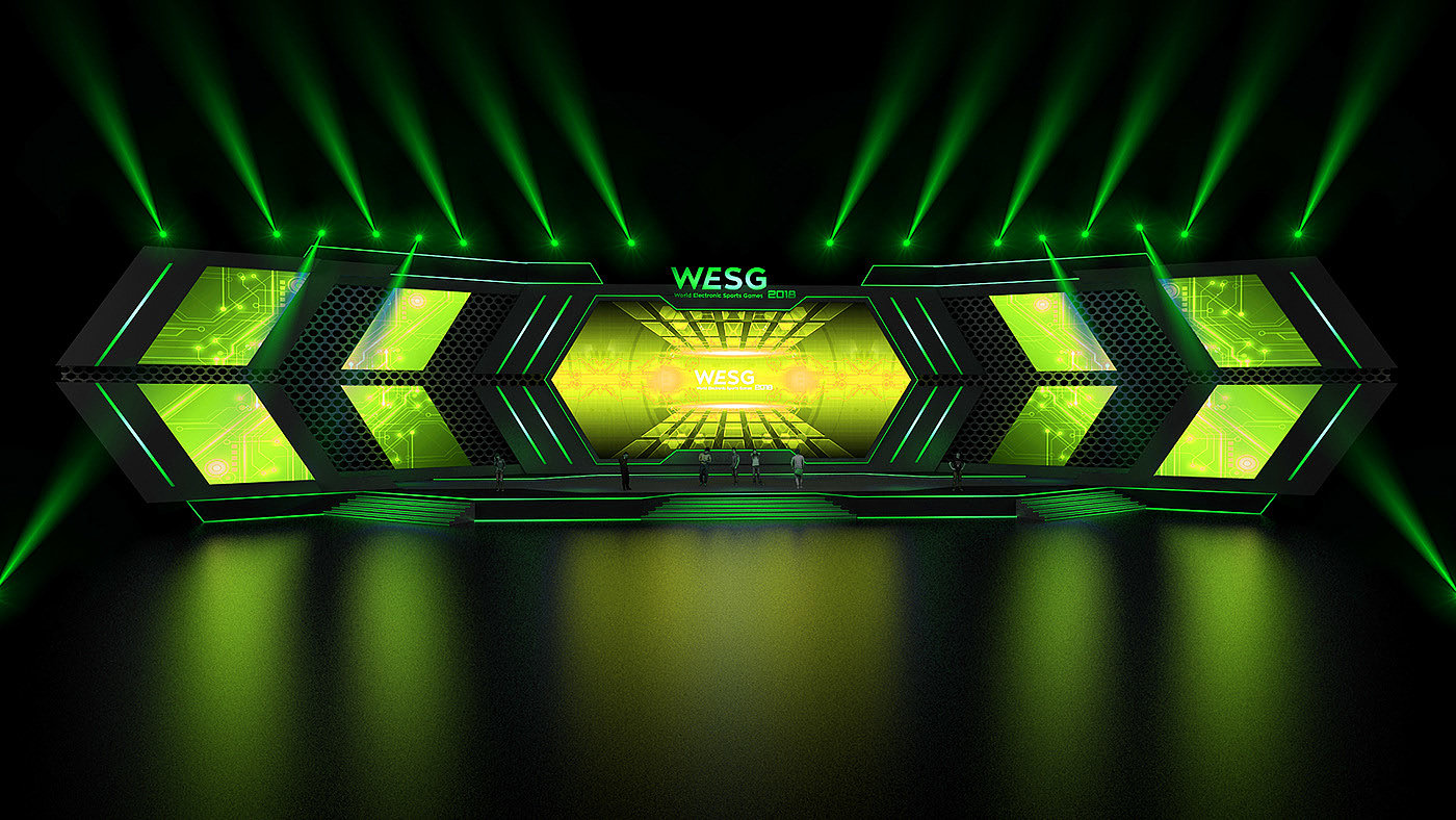 Stage design，WESG，E-sports，stage，Sense of science and technology，stage lighting，