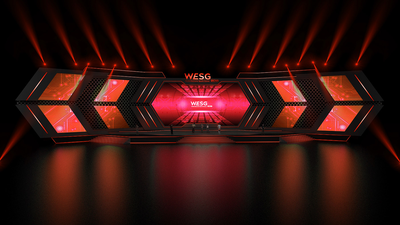 Stage design，WESG，E-sports，stage，Sense of science and technology，stage lighting，