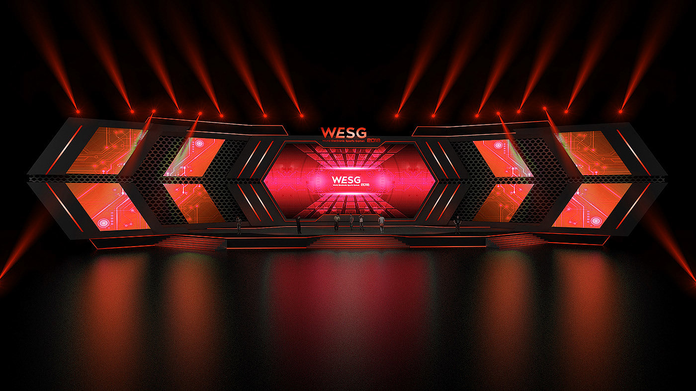 Stage design，WESG，E-sports，stage，Sense of science and technology，stage lighting，