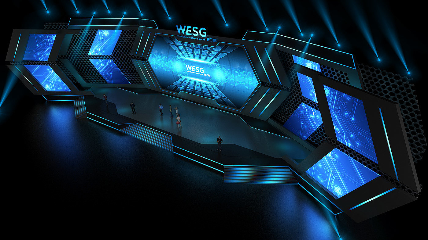 Stage design，WESG，E-sports，stage，Sense of science and technology，stage lighting，