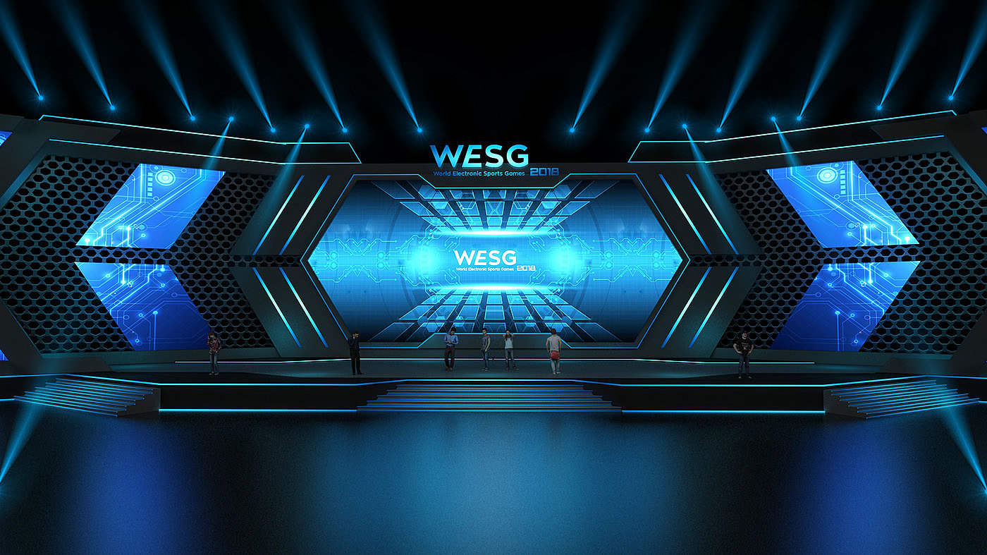 Stage design，WESG，E-sports，stage，Sense of science and technology，stage lighting，