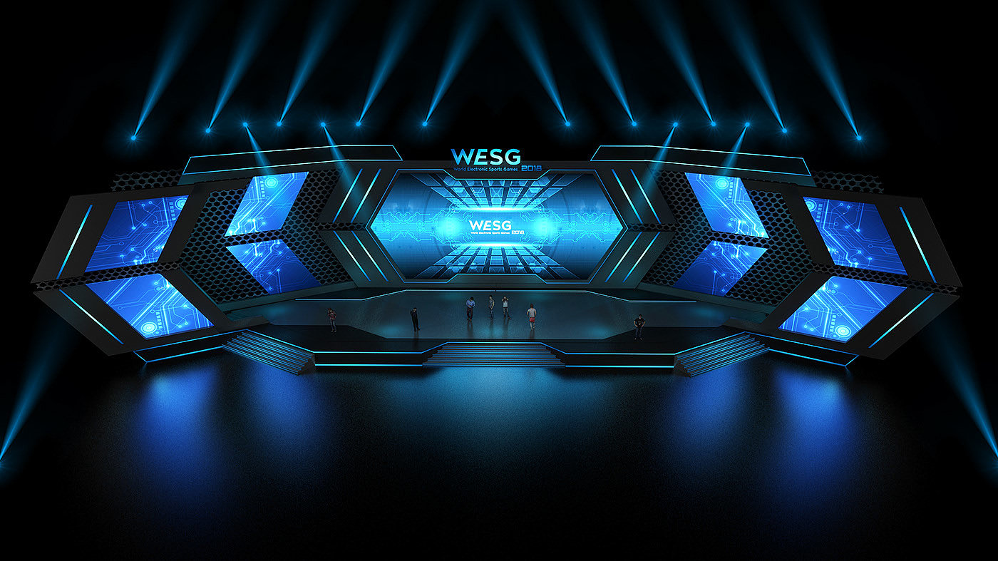 Stage design，WESG，E-sports，stage，Sense of science and technology，stage lighting，