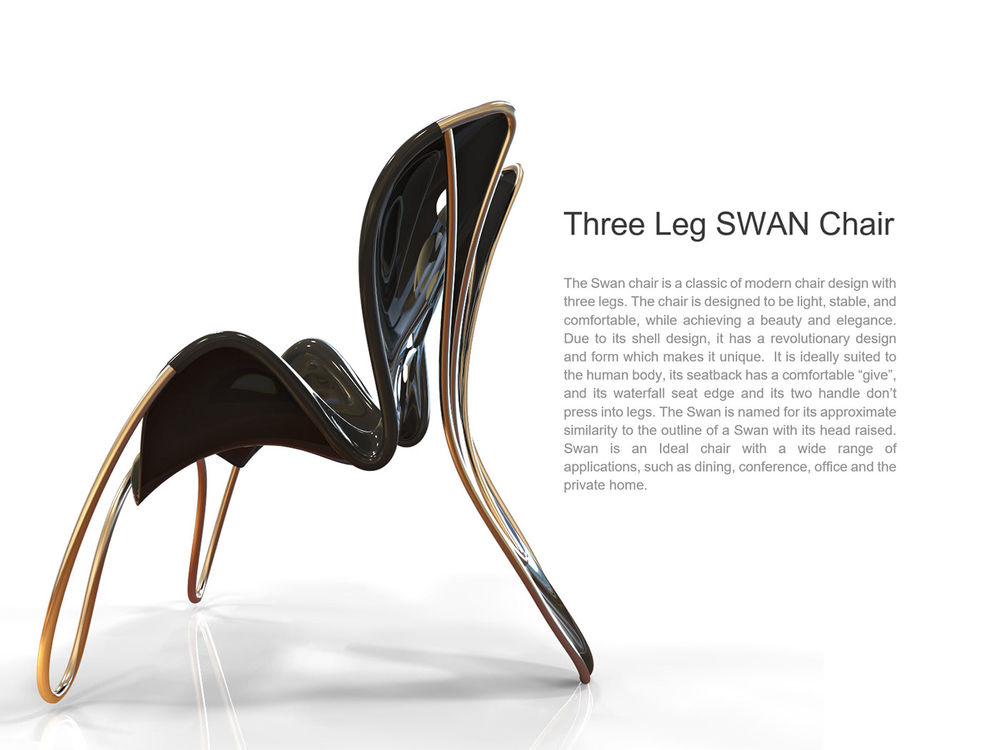 chair，MANTIS，Office seat，swan，streamline，Three legged Swan chair，