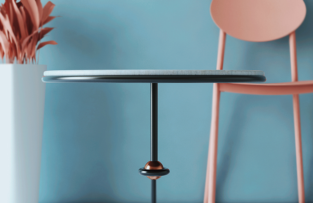 Side table，The Seron，Metal，Marble，balance，