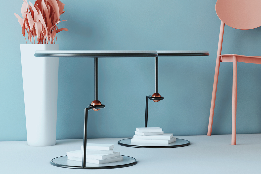Side table，The Seron，Metal，Marble，balance，