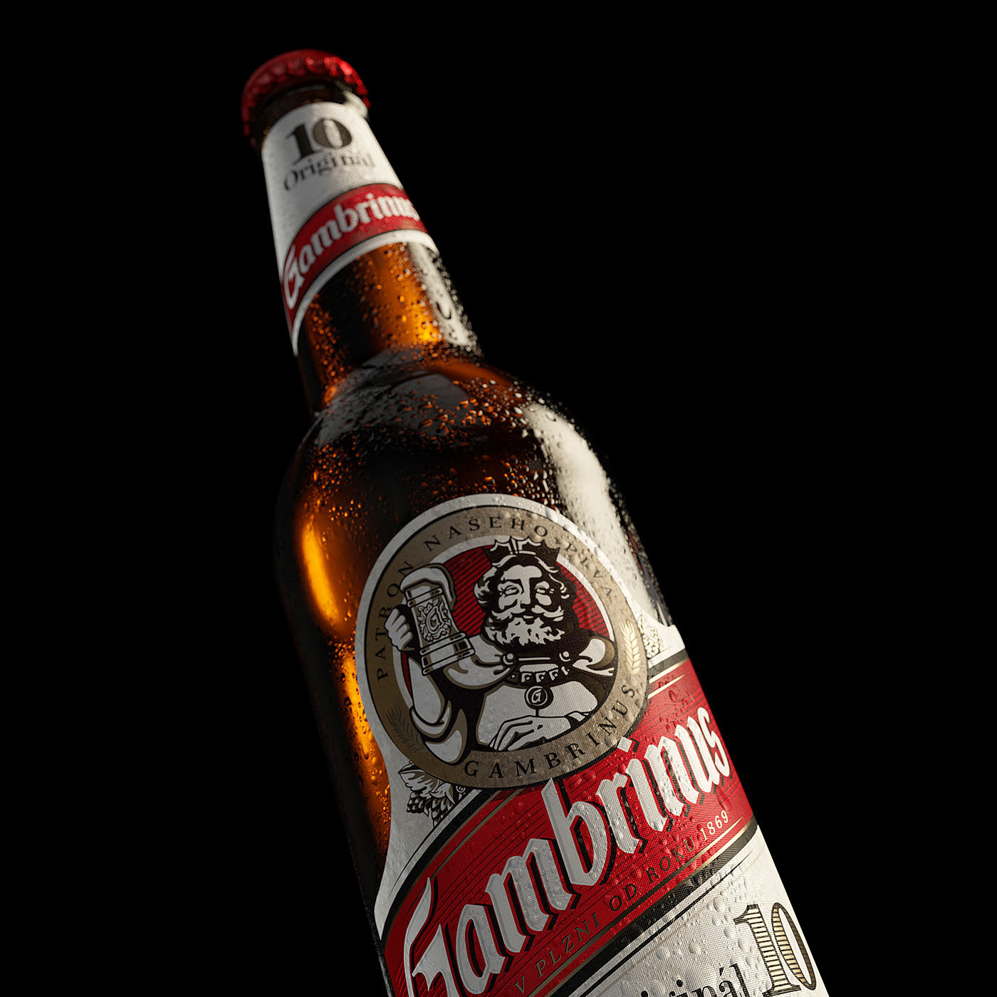 Glass rendering，cgi，The wine bottle，Gambrinus，