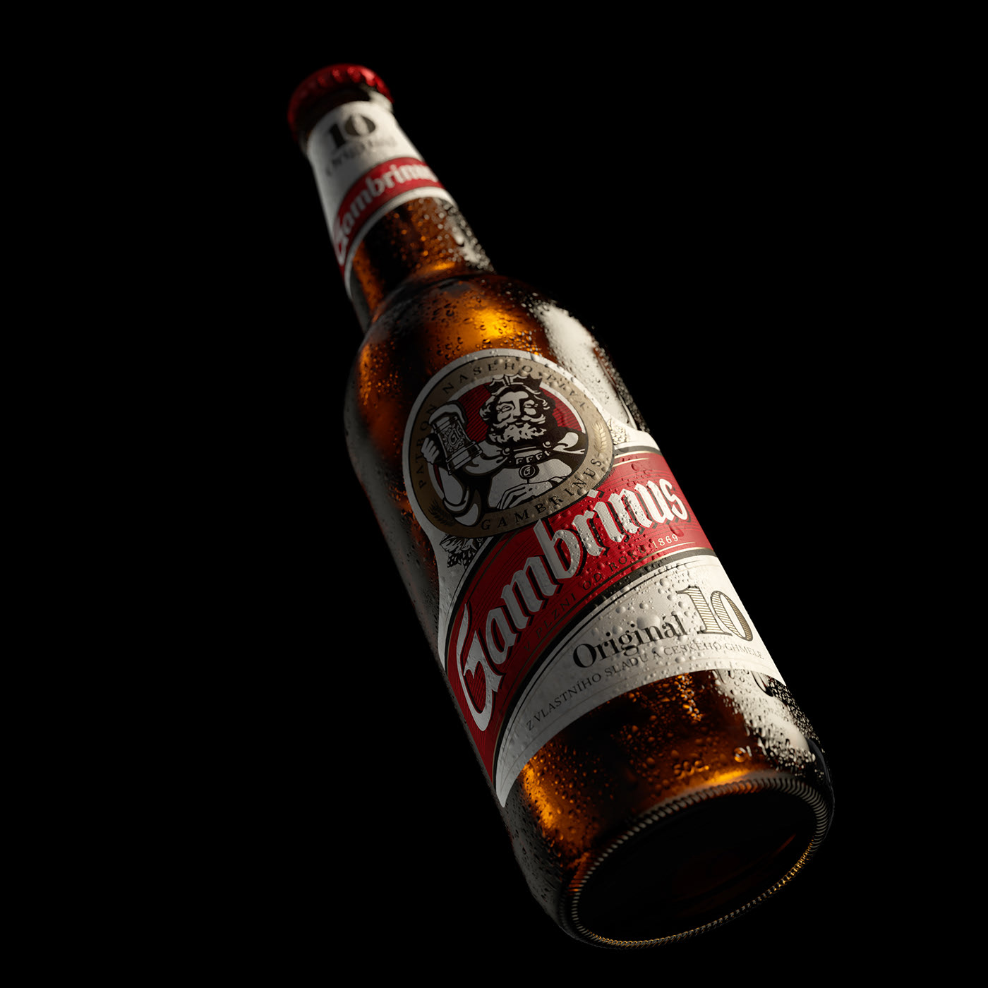 Glass rendering，cgi，The wine bottle，Gambrinus，