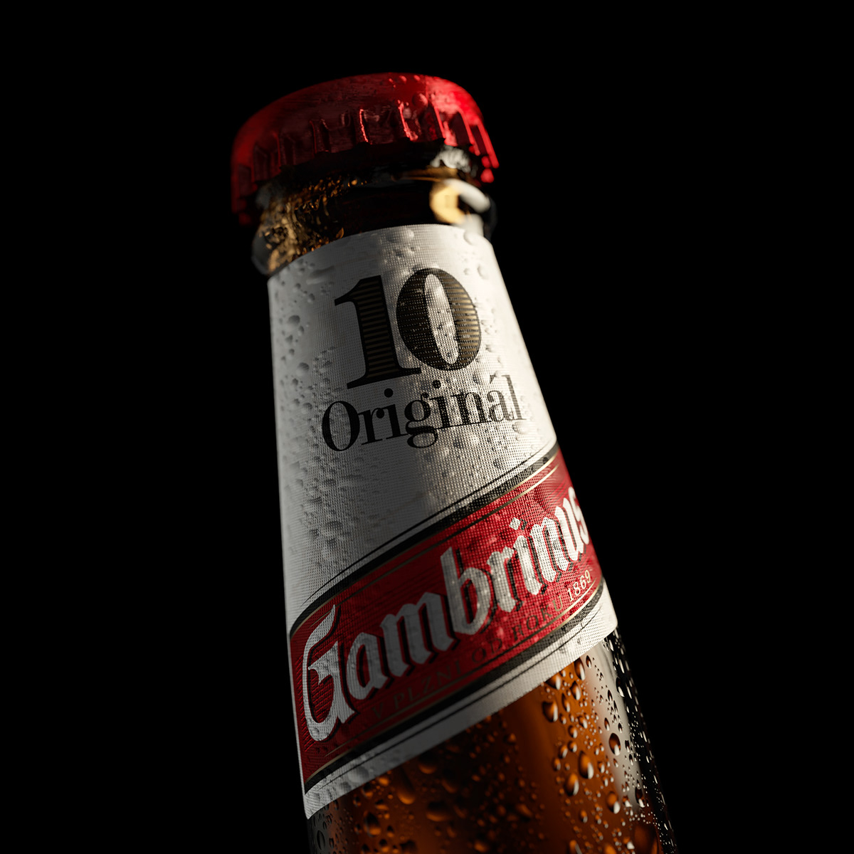 Glass rendering，cgi，The wine bottle，Gambrinus，