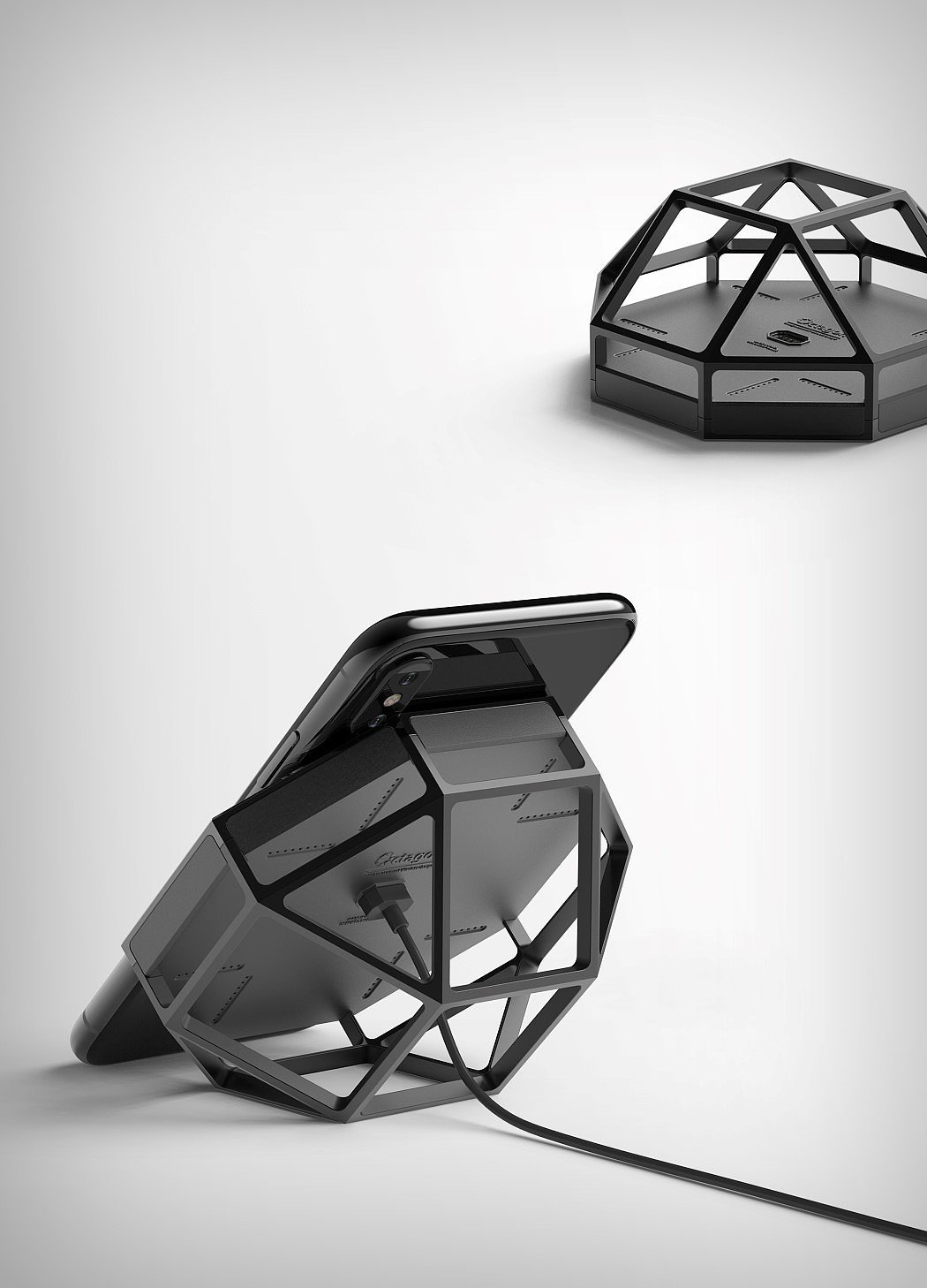 Octagon，wireless charger ，black，