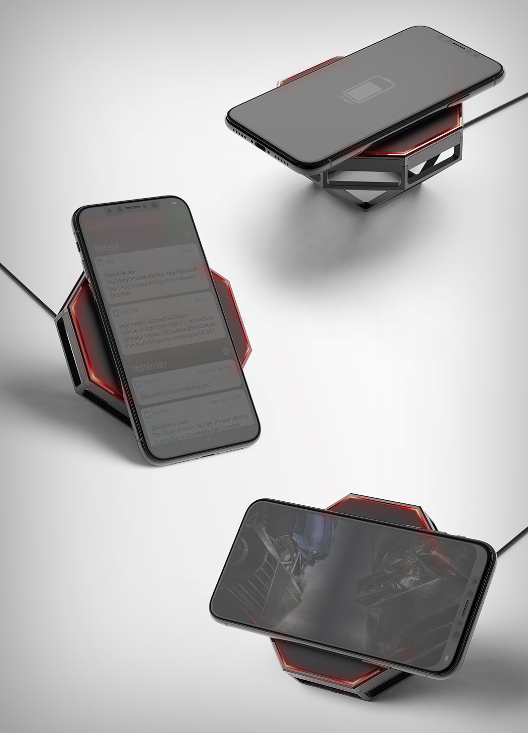 Octagon，wireless charger ，black，