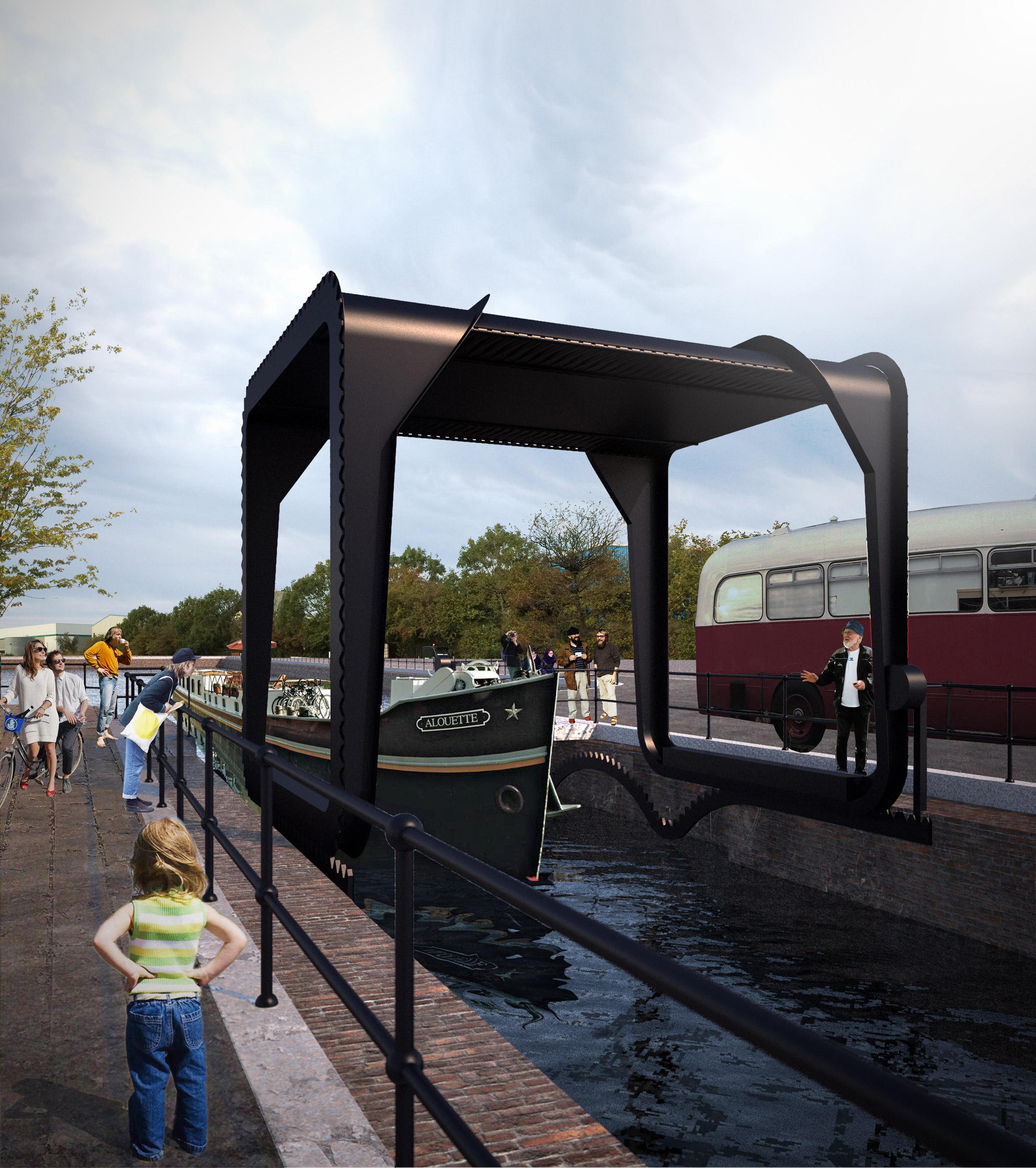 Cody wharf, East London，Randall page，Architecture，bridge，Bridge，steel bridge，Rolling bridge，