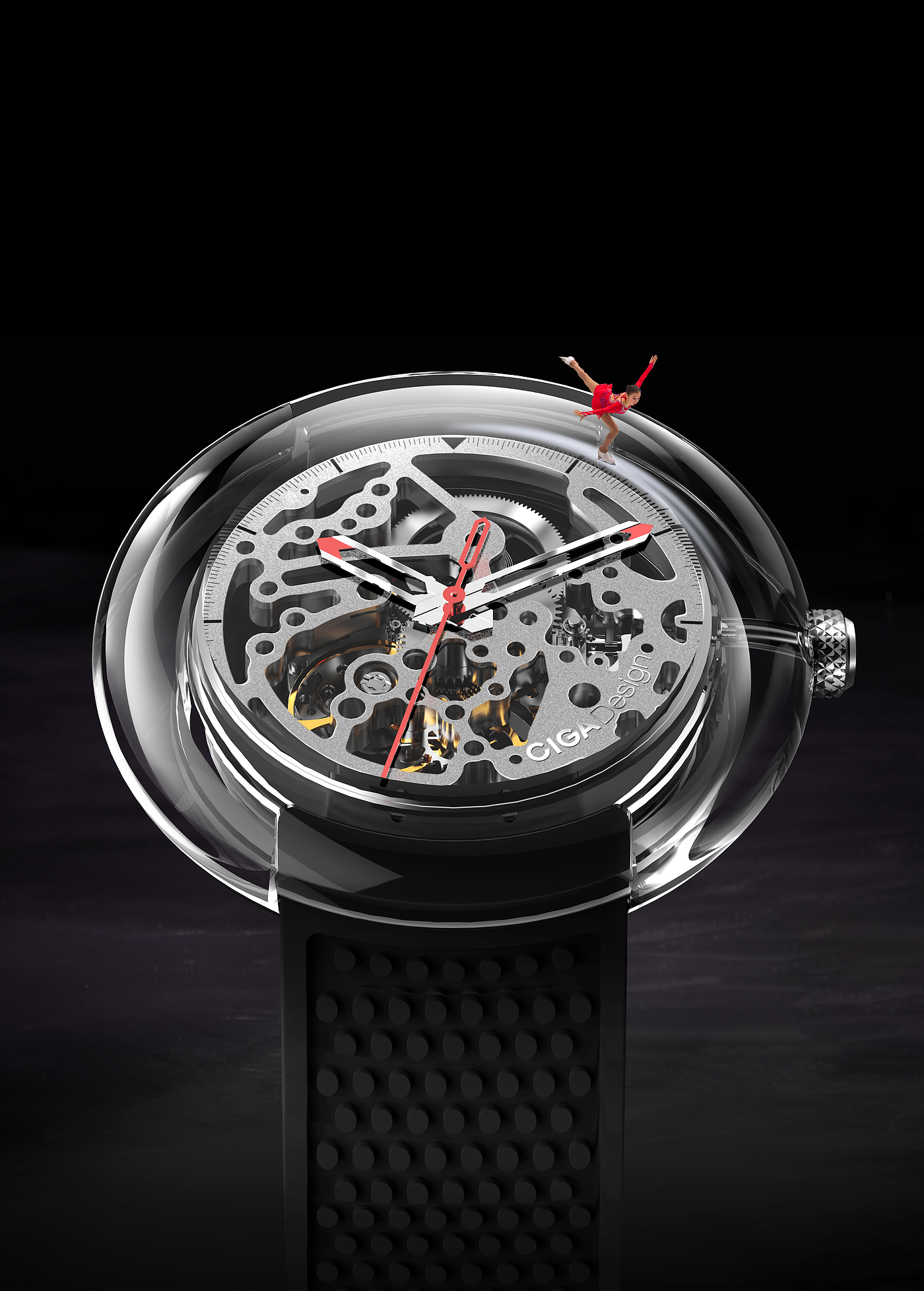 Chinese original masterpiece，Fully transparent，Full hollowed out，Mechanical watch，