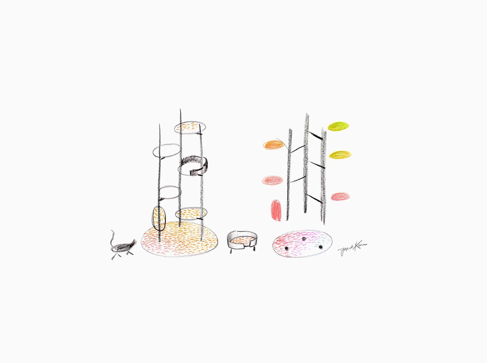 brown，Cat house，Three Poles，