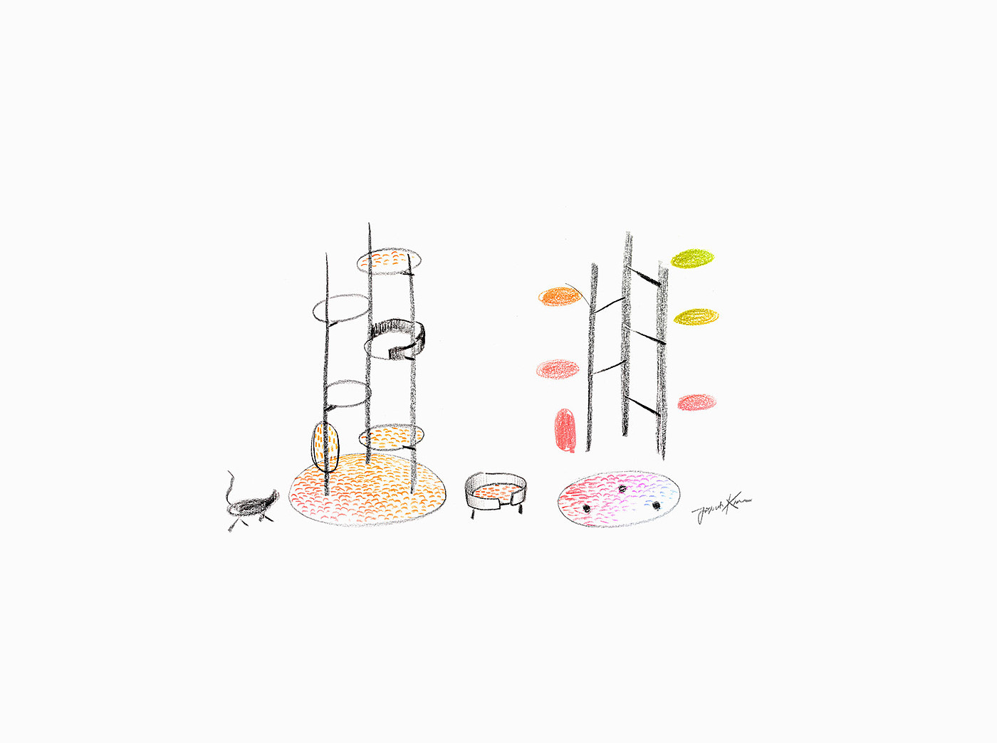 brown，Cat house，Three Poles，
